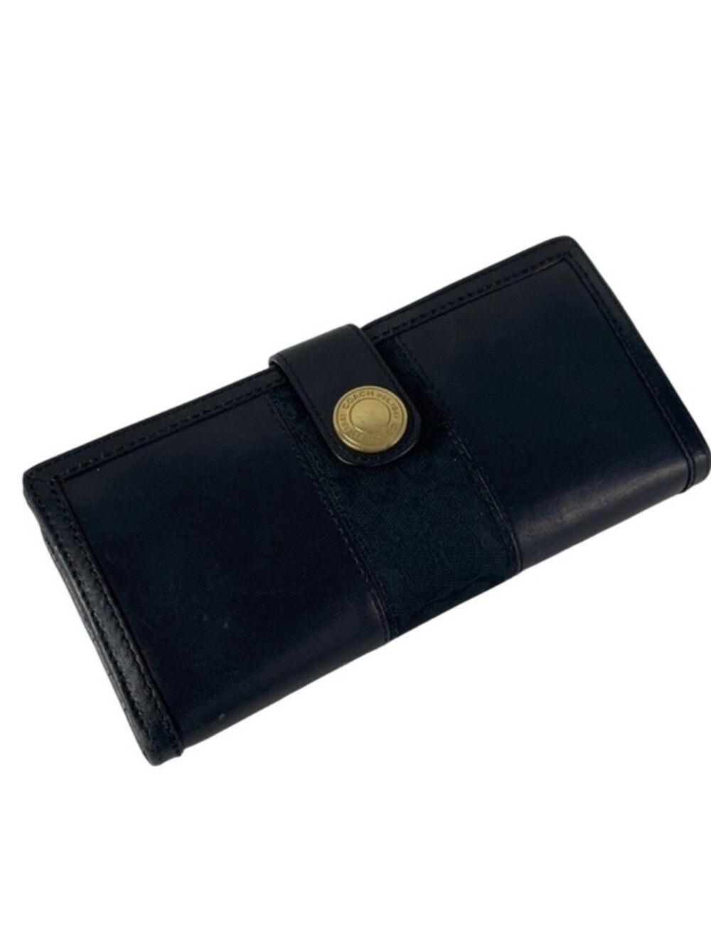 Coach Vintage Black Leather Continental Wallet with Gold-Tone Snap - Picture 7 of 10